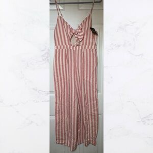 Pink and White Striped Jumpsuit - Forever 21 - Size Medium